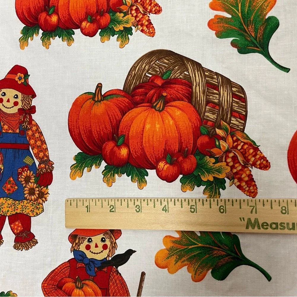 Vintage Autumn Applique No-Sew Crafting Fabric Panel Halloween Thanksgiving #K31